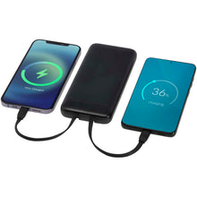 Load image into Gallery viewer, Adhil 10.000 mAh 10W recycled plastic power bank with 2 built-in cables — Black (detail 2)