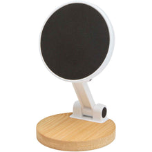 Load image into Gallery viewer, Alcor recycled plastic foldeable magnetic phone stand with bamboo details — White (detail)