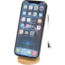 Load image into Gallery viewer, Alcor recycled plastic foldeable magnetic phone stand with bamboo details — White