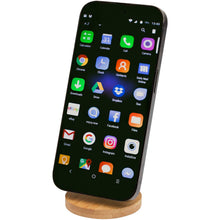 Load image into Gallery viewer, Alcor recycled plastic foldeable magnetic phone stand with bamboo details — Black