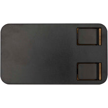 Load image into Gallery viewer, Alfirk recycled plastic foldeable desk phone stand with bamboo details — Black (front)