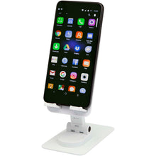 Load image into Gallery viewer, Alhena recycled plastic foldeable phone holder with metal desk stand — White