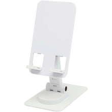 Load image into Gallery viewer, Alhena recycled plastic foldeable phone holder with metal desk stand — White (detail)