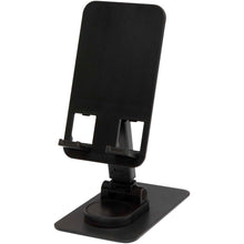 Load image into Gallery viewer, Alhena recycled plastic foldeable phone holder with metal desk stand — Black (detail)