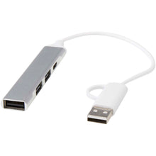 Load image into Gallery viewer, Alkaid 4-port recycled aluminium USB-A and Type-C hub with dual input — Silver
