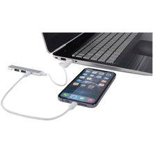 Load image into Gallery viewer, Alkaid 4-port recycled aluminium USB-A and Type-C hub with dual input — Silver (detail)