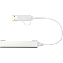 Load image into Gallery viewer, Alkaid 4-port recycled aluminium USB-A and Type-C hub with dual input — Silver (front)