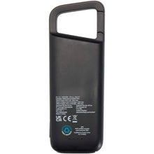 Load image into Gallery viewer, Alkes 5000 mAh 12W recycled plastic water resistant power bank with carabiner — Black (back)