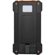 Load image into Gallery viewer, Altair 5000 mAh 10W recycled plastic rugged solar power bank with built-in torch — Black (back)