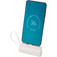 Load image into Gallery viewer, Alnair 5000 mAh 10W recycled plastic Type-C power bank with built-in flip stand and 2-in-1 cable — White
