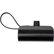 Load image into Gallery viewer, Alnair 5000 mAh 10W recycled plastic Type-C power bank with built-in flip stand and 2-in-1 cable — Black (front)