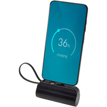 Load image into Gallery viewer, Alnair 5000 mAh 10W recycled plastic Type-C power bank with built-in flip stand and 2-in-1 cable — Black
