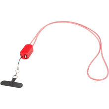 Load image into Gallery viewer, Anser recycled plastic smartphone lanyard with 27W 5-in-1 built-in cable — Red (front)