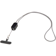 Load image into Gallery viewer, Anser recycled plastic smartphone lanyard with 27W 5-in-1 built-in cable — Black (front)