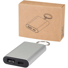 Load image into Gallery viewer, Arcturus 2000 mAh recycled aluminium power bank with keychain — Silver