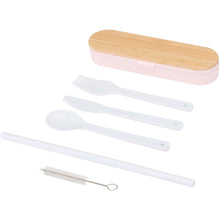 Load image into Gallery viewer, Runa cutlery set with bamboo lid — Light pink