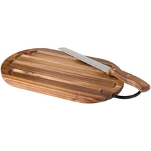 Load image into Gallery viewer, Prestige acacia wood chopping board with bread knife — Wood (detail)