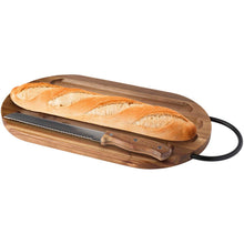 Load image into Gallery viewer, Prestige acacia wood chopping board with bread knife — Wood