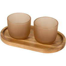 Load image into Gallery viewer, Male wooden serving tray and glass cups with matt finish set — Oatmeal
