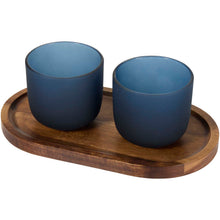 Load image into Gallery viewer, Male wooden serving tray and glass cups with matt finish set — Hale Blue