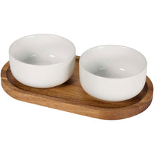 Load image into Gallery viewer, Noa wooden tray and ceramic serving bowls set — White