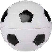 Load image into Gallery viewer, Zuri football-shaped vanilla lip balm with SPF 15 — Black (front)