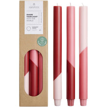 Load image into Gallery viewer, Originalhome Eden diagonal candles - set of 3 — Red
