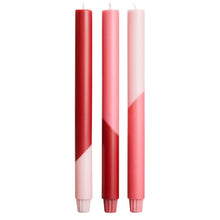Load image into Gallery viewer, Originalhome Eden diagonal candles - set of 3 — Red (front)