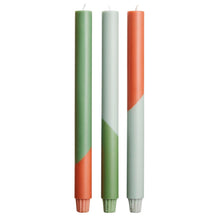 Load image into Gallery viewer, Originalhome Eden diagonal candles - set of 3 — Heather green (front)