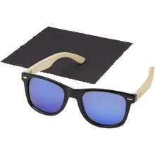 Load image into Gallery viewer, Taiyō rPET/bamboo mirrored polarized sunglasses in gift box — Wood (detail)