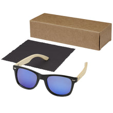 Load image into Gallery viewer, Taiyō rPET/bamboo mirrored polarized sunglasses in gift box — Wood (detail 2)