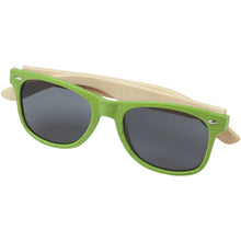 Load image into Gallery viewer, Sun Ray bamboo sunglasses — Lime green (detail)