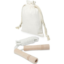 Load image into Gallery viewer, Denise wooden skipping rope in cotton pouch — Off white / Wood