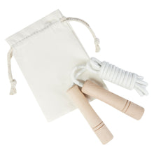 Load image into Gallery viewer, Denise wooden skipping rope in cotton pouch — Off white / Wood (detail)