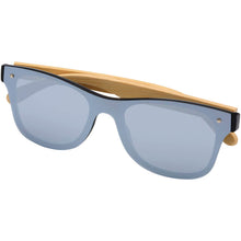 Load image into Gallery viewer, Tan sunglasses with bamboo temples — Silver (detail)