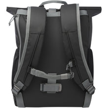Load image into Gallery viewer, Aqua 15" GRS recycled water resistant roll-top bike bag 20L — Black (back)