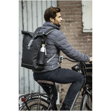 Load image into Gallery viewer, Aqua 15" GRS recycled water resistant roll-top bike bag 20L — lifestyle
