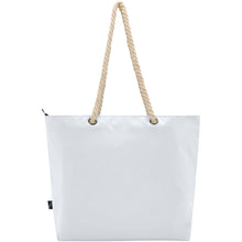 Load image into Gallery viewer, Panama GRS recycled beach cooler tote bag with cord handles 23L — White (back)