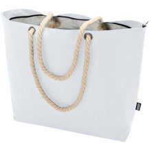 Load image into Gallery viewer, Panama GRS recycled beach cooler tote bag with cord handles 23L — White (detail)