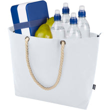 Load image into Gallery viewer, Panama GRS recycled beach cooler tote bag with cord handles 23L — White (detail 2)