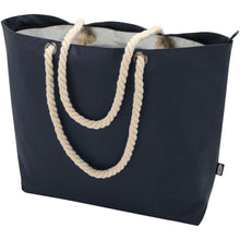 Load image into Gallery viewer, Panama GRS recycled beach cooler tote bag with cord handles 23L — Navy (detail)