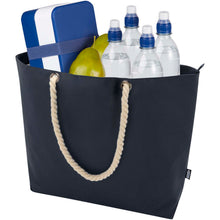 Load image into Gallery viewer, Panama GRS recycled beach cooler tote bag with cord handles 23L — Navy (detail 2)