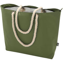 Load image into Gallery viewer, Panama GRS recycled beach cooler tote bag with cord handles 23L — Olive (detail)