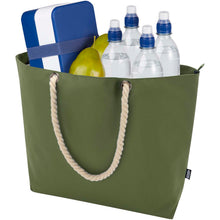 Load image into Gallery viewer, Panama GRS recycled beach cooler tote bag with cord handles 23L — Olive (detail 2)