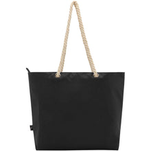 Load image into Gallery viewer, Panama GRS recycled beach cooler tote bag with cord handles 23L — Black (back)