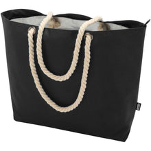 Load image into Gallery viewer, Panama GRS recycled beach cooler tote bag with cord handles 23L — Black (detail)