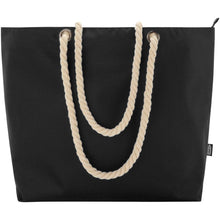 Load image into Gallery viewer, Panama GRS recycled beach cooler tote bag with cord handles 23L — Black (front)