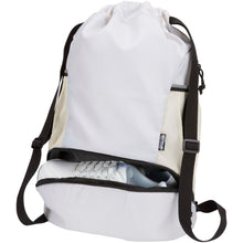 Load image into Gallery viewer, Varyon GRS recycled sports drawstring bag with bottom compartment 18L — Sandstone (detail)