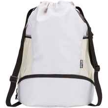Load image into Gallery viewer, Varyon GRS recycled sports drawstring bag with bottom compartment 18L — Sandstone (front)