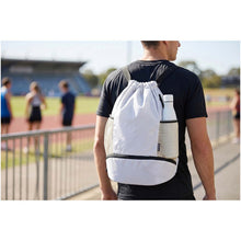 Load image into Gallery viewer, Varyon GRS recycled sports drawstring bag with bottom compartment 18L — lifestyle